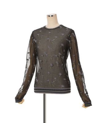 Floral Pattern Long Sleeve Sheer