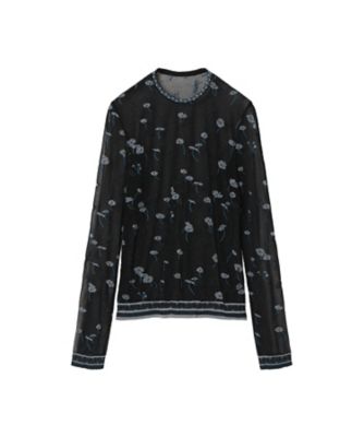 Floral Pattern Long Sleeve Sheer