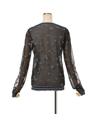 Floral Pattern Long Sleeve Sheer