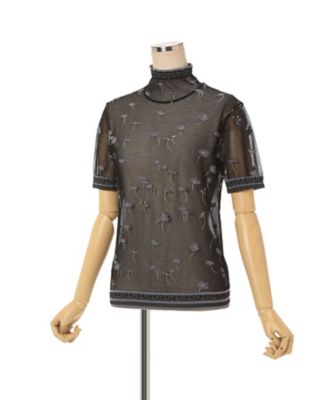 Floral Pattern Short Sleeve Sheer