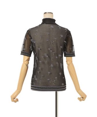 Floral Pattern Short Sleeve Sheer