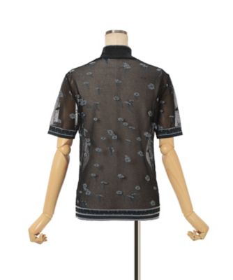 Floral Pattern Short Sleeve Sheer