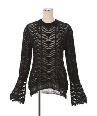 Sheer Jacquard Mole Knit Top 6F