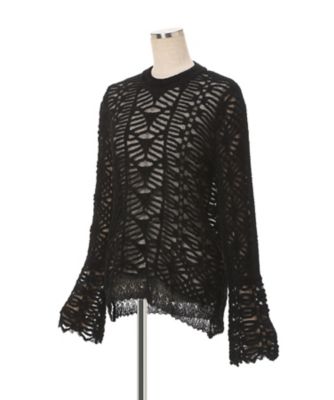 Sheer Jacquard Mole Knit Top 6F