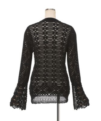 Sheer Jacquard Mole Knit Top 6F