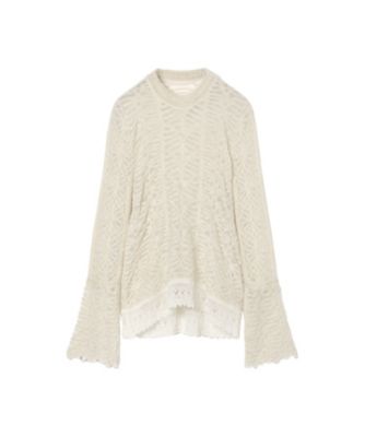 Sheer Jacquard Mole Knit Top 6F