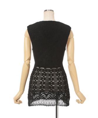 Sheer Jacquard Mole Knit Vest 6F