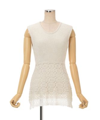 Sheer Jacquard Mole Knit Vest 6F