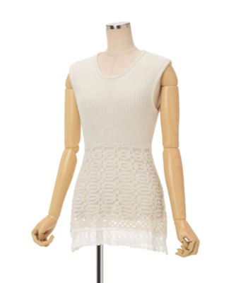 Sheer Jacquard Mole Knit Vest 6F
