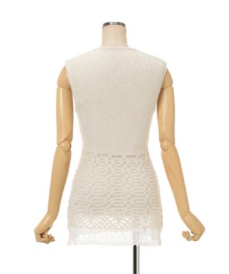 Sheer Jacquard Mole Knit Vest 6F