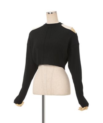 Ribbed Eyelet Knit Long Sleeve Top