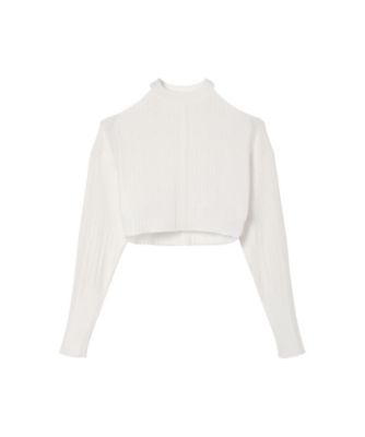Ribbed Eyelet Knit Long Sleeve Top