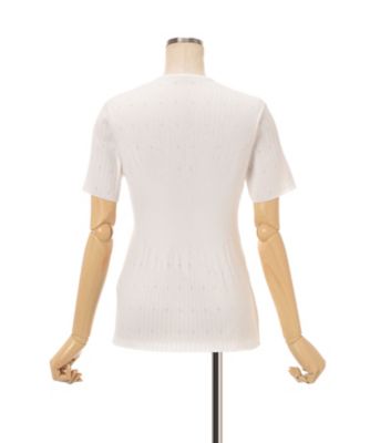 Ribbed Eyelet Knit Short Sleeve Top