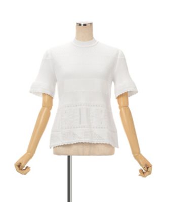 Knit Lace Short Sleeve Top 6F