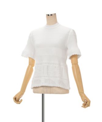 Knit Lace Short Sleeve Top 6F