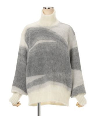 Wool Mohair High Neck Knit Top 6F