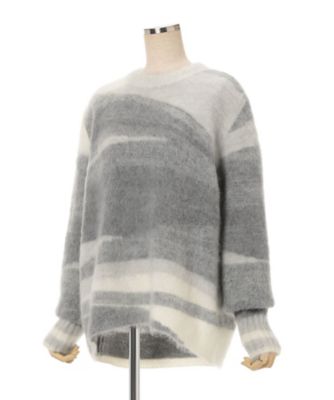 Wool Mohair Crew Neck Knit Top 6F