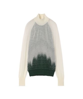 Sheer Jacquard High Neck Knit Top 6F
