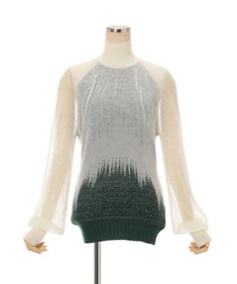 極美品 エムアンドキョウコ シルク和紙コットン 変形サマーニットロングジレ F Sheer Jacquard High Neck Knit Top 6F