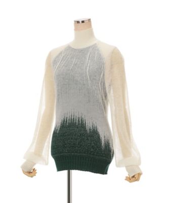 Sheer Jacquard High Neck Knit Top 6F