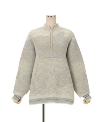 Pile Jacquard Half Zip Knit Top 6F