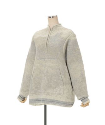 Pile Jacquard Half Zip Knit Top 6F