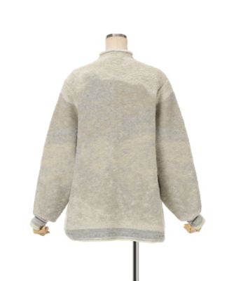 【ヤマグチ】 Pile Jacquard Half Zip Knit Top 6F