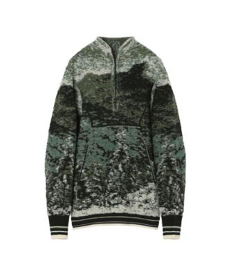 【ヤマグチ】 Pile Jacquard Half Zip Knit Top 6F