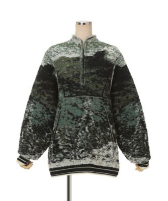 Pile Jacquard Half Zip Knit Top 6F