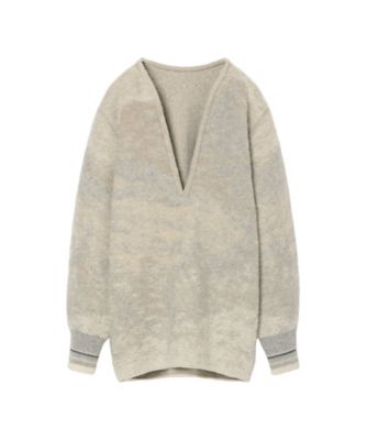 Pile Jacquard Plunge Knit Top 6F