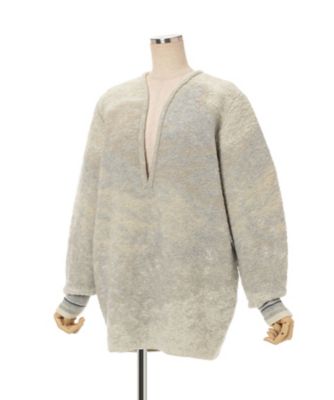 Pile Jacquard Plunge Knit Top 6F