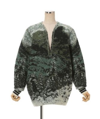 Pile Jacquard Plunge Knit Top 6F