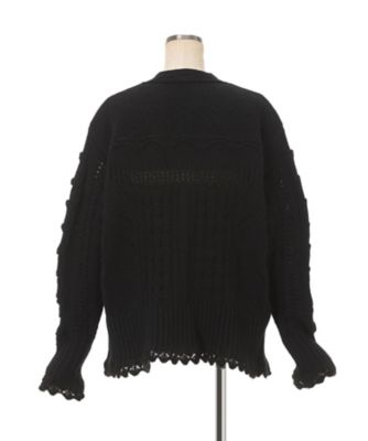 台湾産　ゲンゴロウ4　37mm Wool Cable Knit Cardigan 6F／MM26FWー