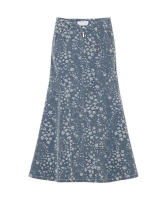 マメクロゴウチ Denim Jersey skirt Floral Jacquard Denim Skirt 6F