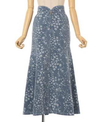Floral Jacquard Denim Skirt 6F