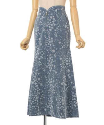Floral Jacquard Denim Skirt 6F