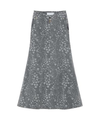 Floral Jacquard Denim Skirt 6F