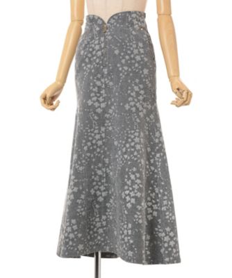 Floral Jacquard Denim Skirt 6F