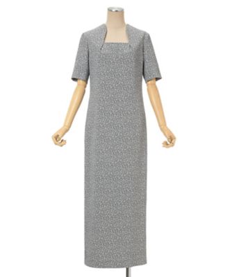 Floral Jacquard Square Neck Dress