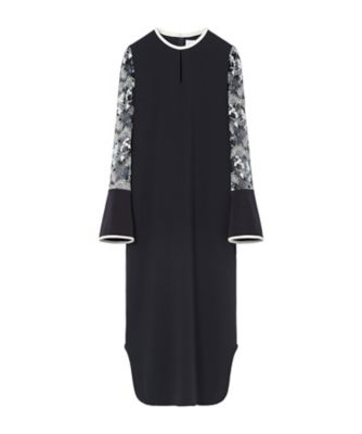 マメクロゴウチ　Embroidery Collar Dress Tulle Lace Sleeve Classic Dress 6F