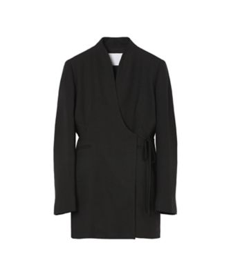 【美品】brusco.k ブルスコ ノーカラージャケット コットン ブラック ライトドライテクスチャー ノーカラー ジャケット（ダークグレー