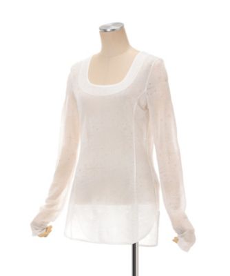 Starry Jersey Square Neck Sheer Top