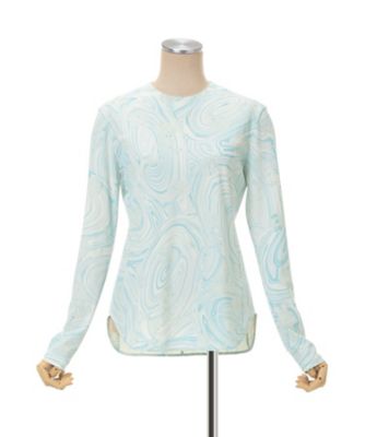 Marble Print Jersey Long Sleeve Top