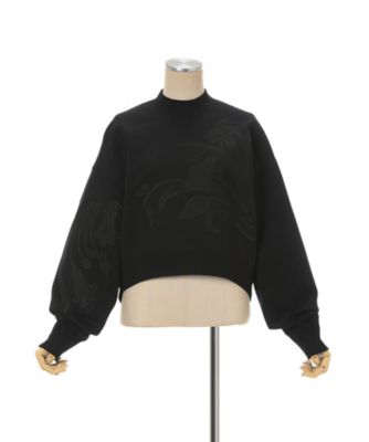 Floral Embroidery Short Sweat Top