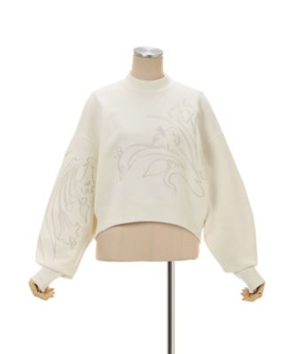Floral Embroidery Short Sweat Top
