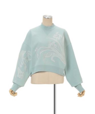 Mame Kurogouchi 刺繍　コットン　トップス Floral Embroidery Short Sweat Top