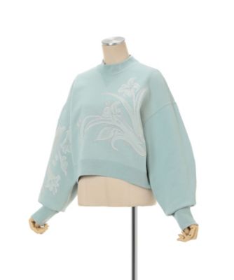Mame Kurogouchi 刺繍　コットン　トップス Floral Embroidery Short Sweat Top