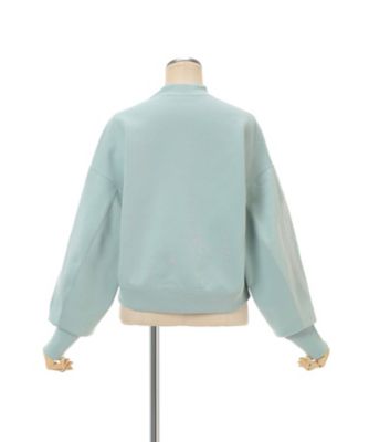 Mame Kurogouchi 刺繍　コットン　トップス Mame Kurogouchi Floral Embroidery Short Sweat Top Light Blue Ecru