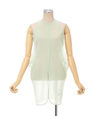 Draped Jersey Sheer Sleeveless Top