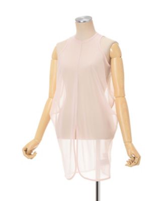 Draped Jersey Sheer Sleeveless Top